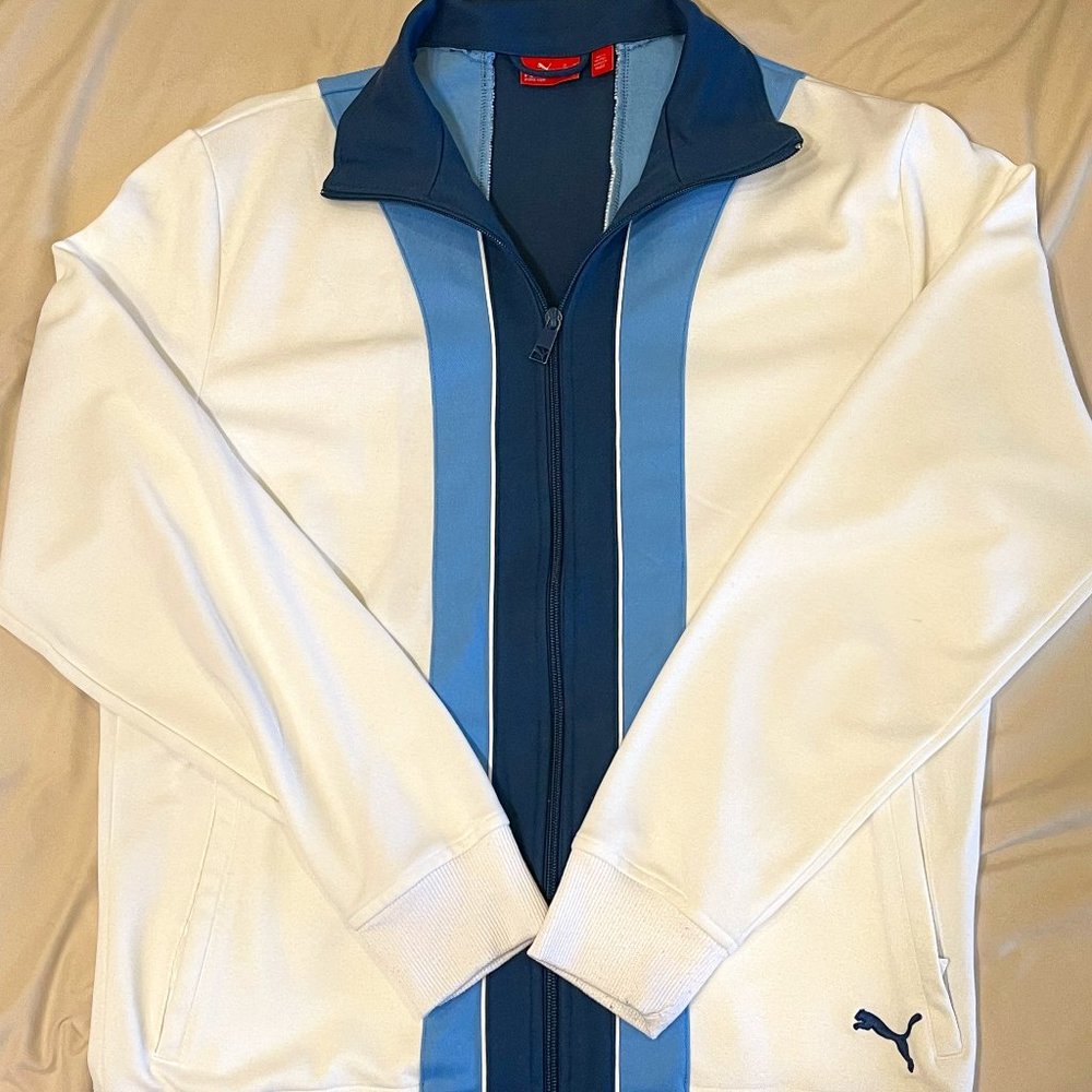 MEN’S PUMA TRACK JACKET WHITE CAROLINA NAVY BLUE M